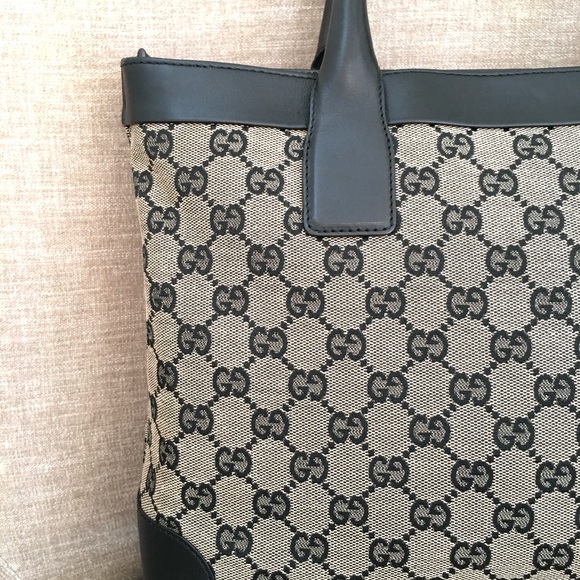 Authentic Gucci black grey monogram canvas tote bag - Picture 9 of 16